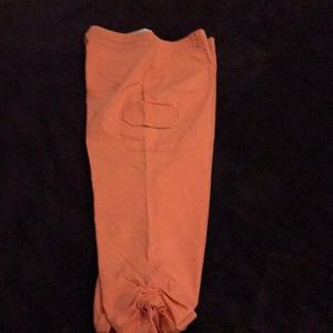 Peach color cargo style capris